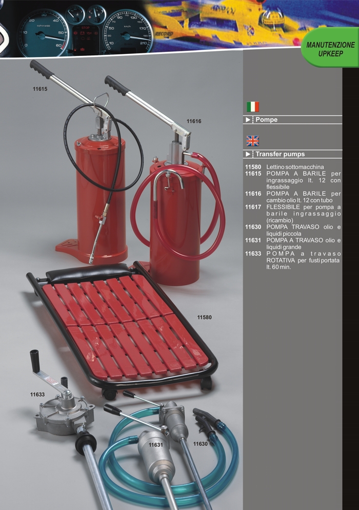 Oil and liquids transfer pumps by Prodotti Record Lucca Italy.