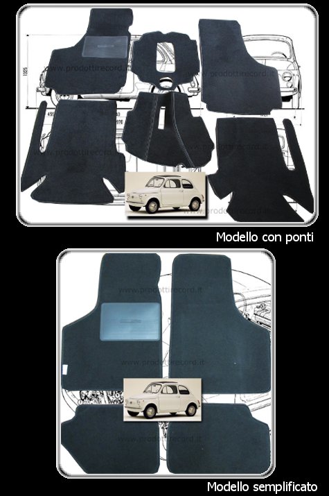 Tappeti su misura per vecchia FIAT 500 FL by Prodotti Record.